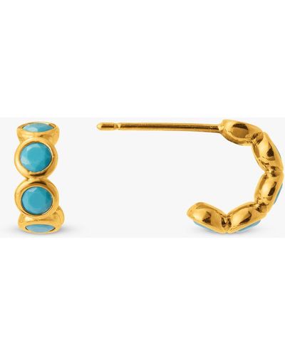Orelia Turquoise Huggie Hoop Earrings - Metallic