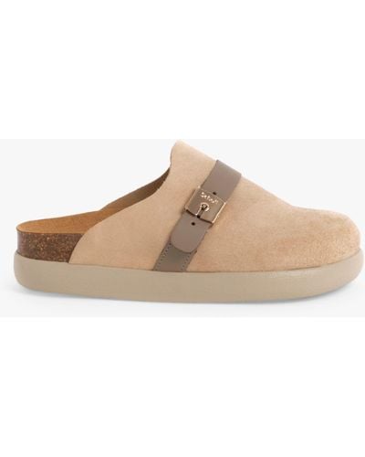 Scholl Ivy Buckle Suede Clogs - Natural