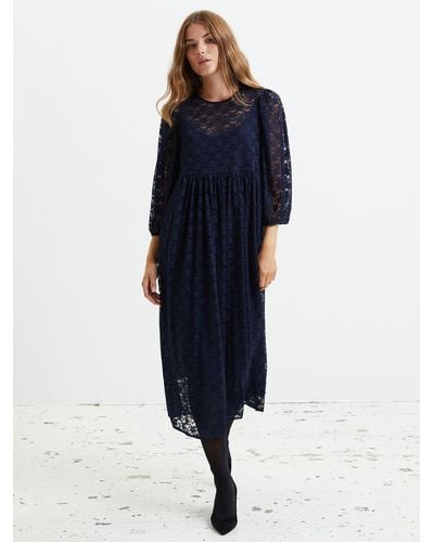 Lolly's Laundry Marion Lace Midi Dress - Blue