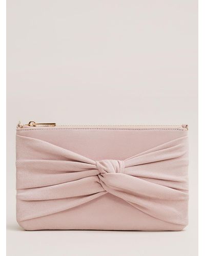Phase Eight Suede Knot Front Clutch - Pink