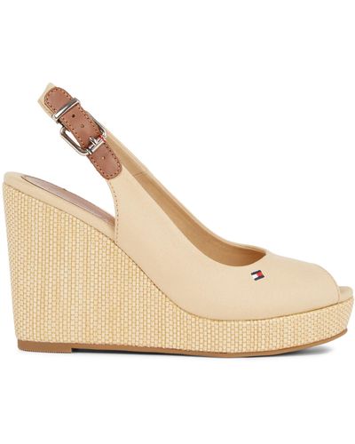 Tommy Hilfiger Iconic Elba Slingback Wedges - Natural