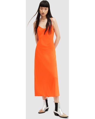 AllSaints Bryony Sleeveless Midi Dress - Orange