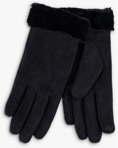 Totes Ladies One Point Faux Suede Gloves - Black