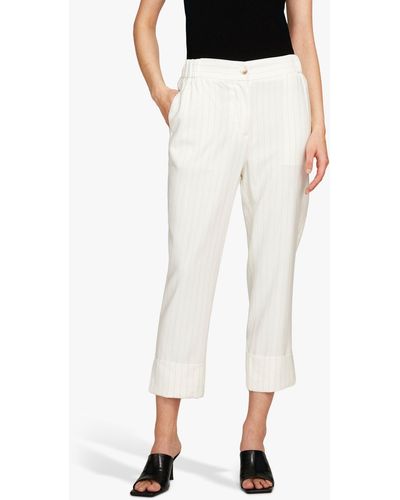 Sisley Striped Flare Fit Cropped Trousers - White