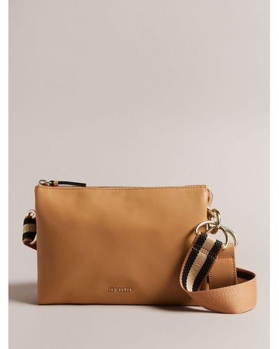 Ted Baker Darceyy Branded Strap Leather Crossbody Bag - Brown