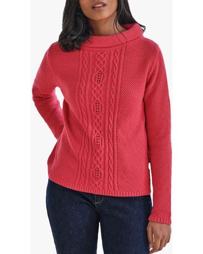 Pure Collection Cable Knit Cotton Jumper - Red