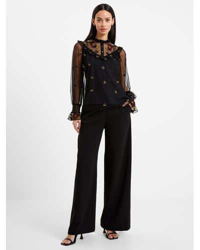 French Connection Camielle Embroidered Shirt - Black