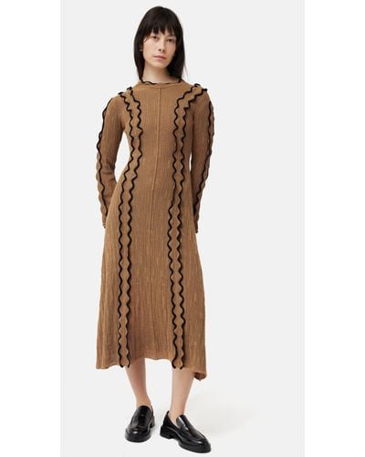 Jigsaw Scallop Trim Knitted Midi Dress - Natural