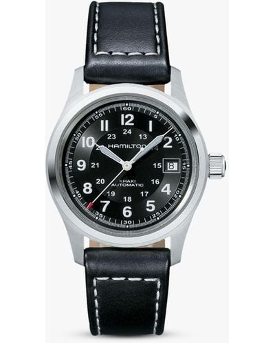 Hamilton H70455733 Khaki Field Automatic Date Leather Strap Watch - White