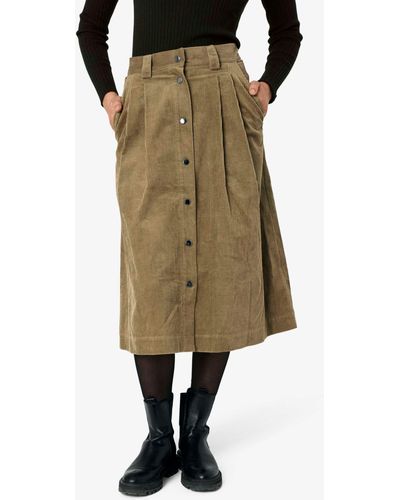 Noa Charlotte Corduroy Midi Skirt - Natural
