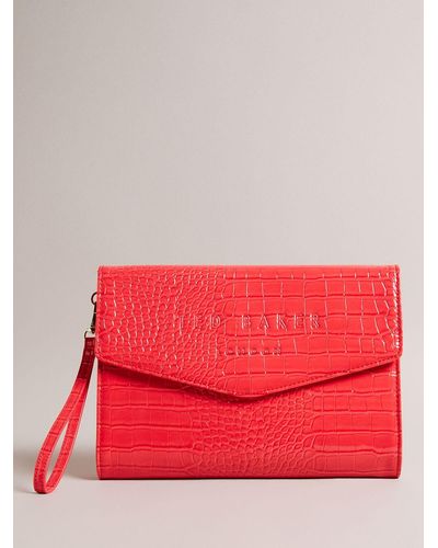 Ted Baker Crocey Imitation Croc Envelope Pouch - Red
