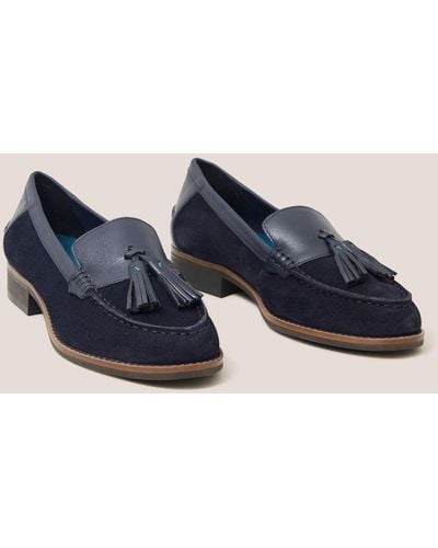 White Stuff Elba Leather And Suede Loafers - Blue