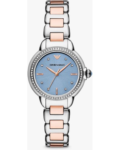 Emporio Armani Crystal Bracelet Strap Watch - Blue