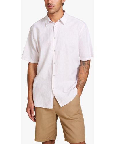 Sisley Short Sleeve Linen Blend Shirt - White