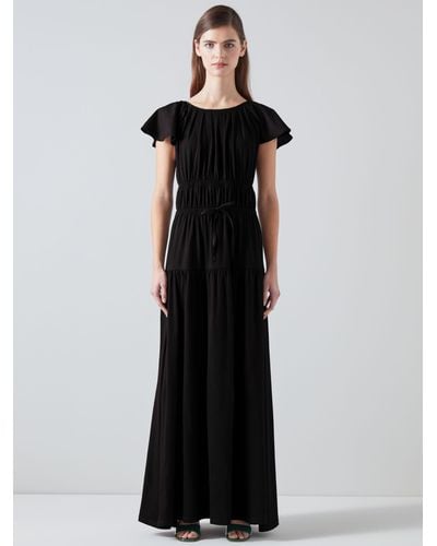 LK Bennett Carla Flutter Sleeve Jersey Maxi Dress - Black