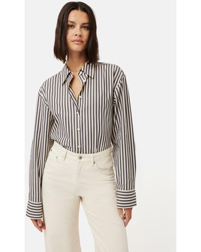 Jigsaw Cotton Poplin Stripe Shirt - White