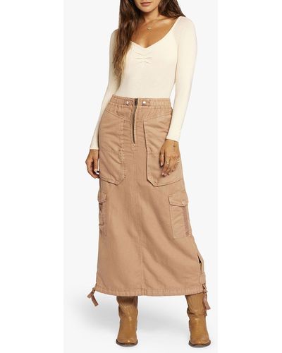 Current/Elliott Article Utility Linen Blend Maxi Skirt - Natural