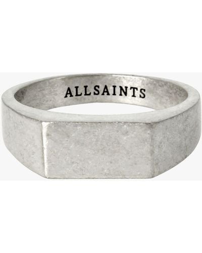 AllSaints Rectangle Signet Ring - Grey