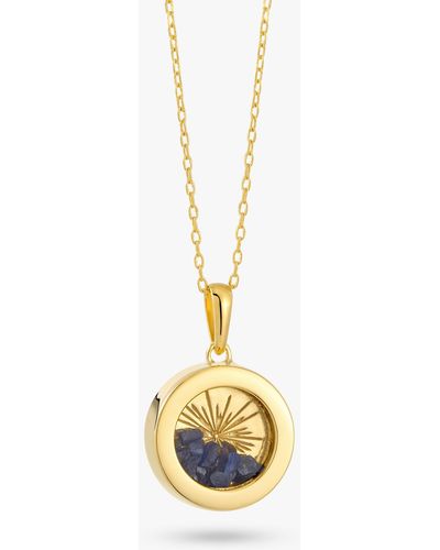 Rachel Jackson Personalised Small Deco Sun Birthstone Amulet Necklace - Metallic