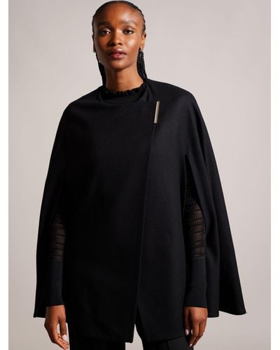 Ted Baker Valariy Wool And Cashmere Blend Cape - Black