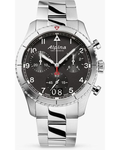 Alpina Al-372bw4s26b Startimer Pilot Date Chronograph Bracelet Strap Watch - Multicolour