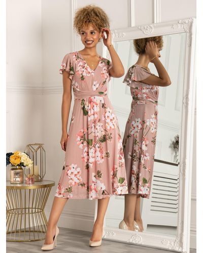 Jolie Moi Shirley Floral Print Mesh Midi Dress - Natural