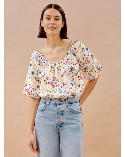 Albaray Buttercup Pressed Floral Top - Blue