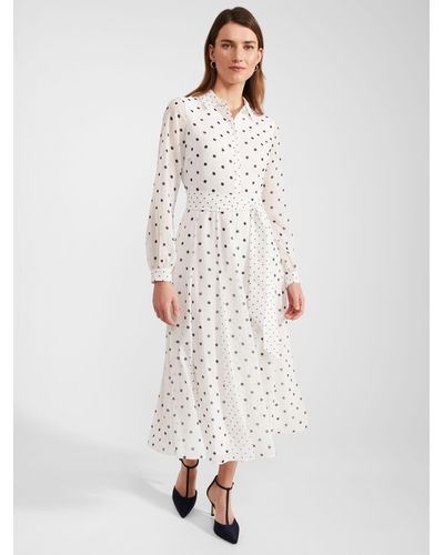 Hobbs Lucilla Polka Dot Midi Shirt Dress - White