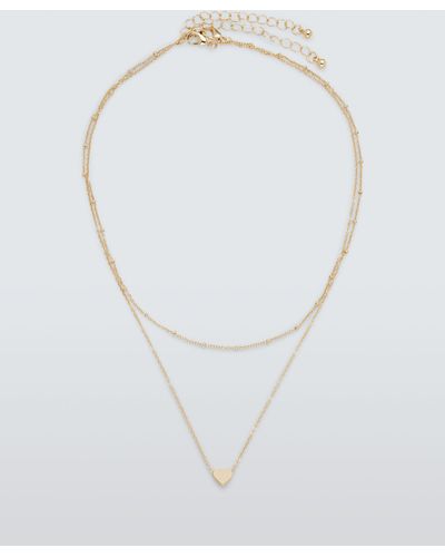 John Lewis Heart Layered Chain Necklace - White
