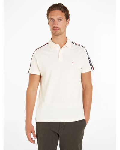 Tommy Hilfiger Global Stripe Short Sleeve Monotype Polo Shirt - White