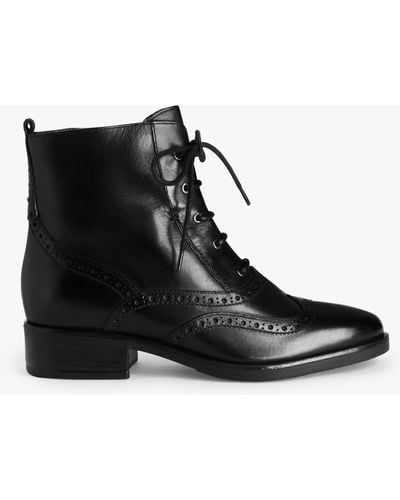 John Lewis Camie Leather Brogue Detail Lace Up Ankle Boots - Black