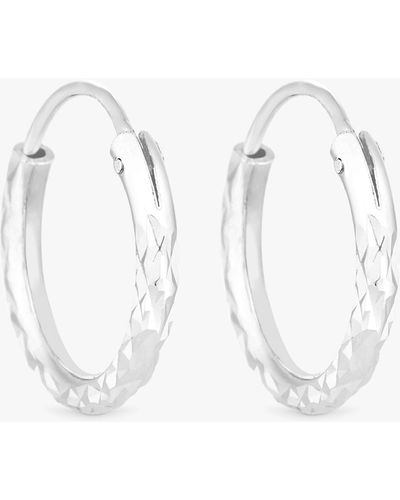 Simply Silver Diamond Cut Hoop Earrings - White