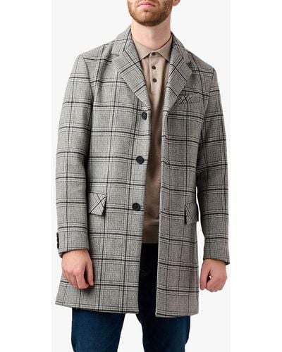 Guards London Southwold Check Wool And Cashmere Blend Overcoat - Grey