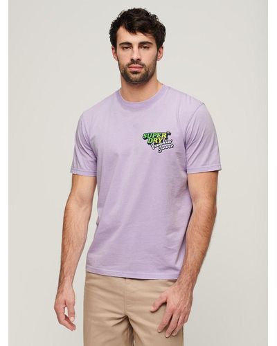 Superdry Neon Travel Chest Loose T-shirt - Purple