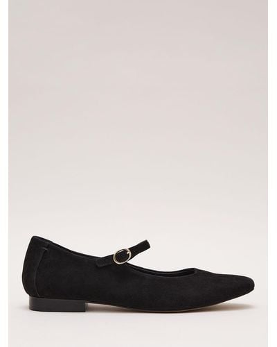 Phase Eight Mary Jane Suede Ballet Court Shoes - Black