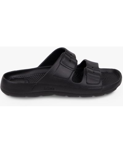 Totes Solbounce Buckle Cross Slider Sandals - Black