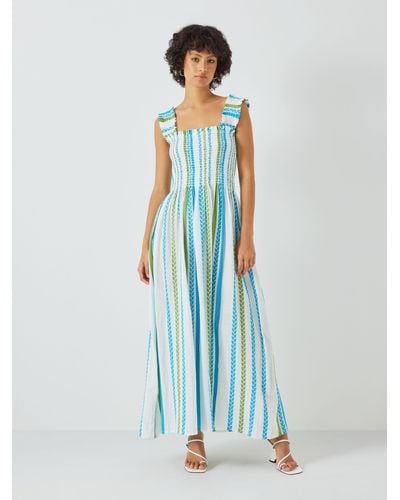 Summery Copenhagen Cady Stripe Smock Dress - Blue