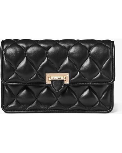 Aspinal of London Lottie Pillow Quilted Lambskin Clutch Bag - Black