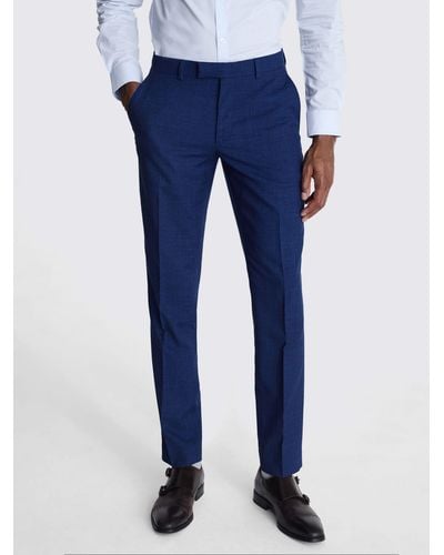 Moss Slim Slub Suit Trousers - Blue