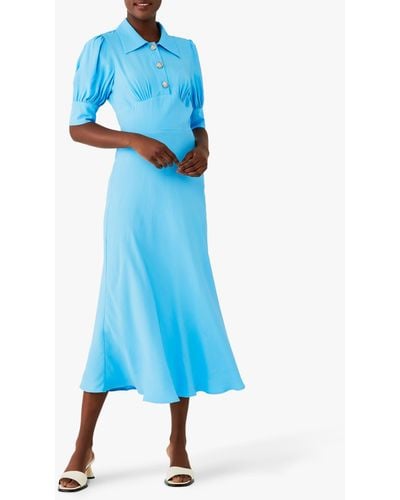 Ghost Wilma Collar Midi Dress - Blue