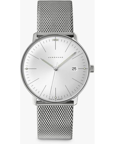 Junghans 41/4463.46 Max Bill Date Mesh Strap Watch - White