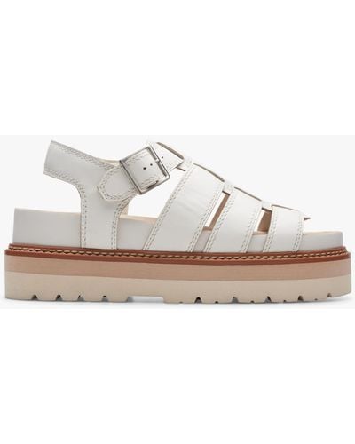 Clarks Orianna Twist Leather Caged Sandals - White