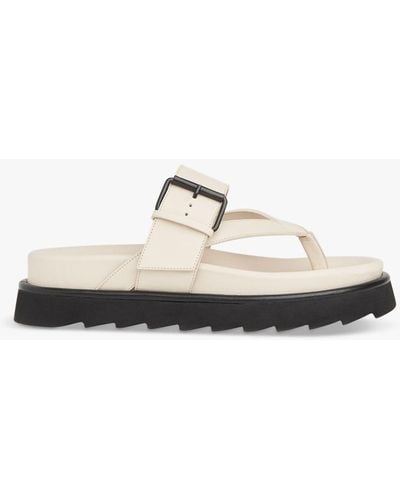 Whistles Sutton Toe Post Buckle Leather Slider Sandals - White