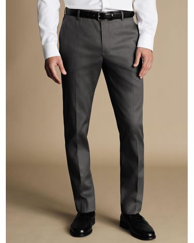 Charles Tyrwhitt Smart Texture Classic Fit Trousers - Grey