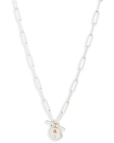 Ralph Lauren Lauren Sterling Silver Padlock Link Necklace - White