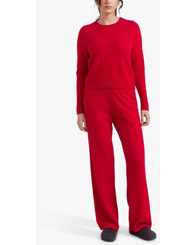 Chinti & Parker Cashmere Wide Leg Trousers - Red