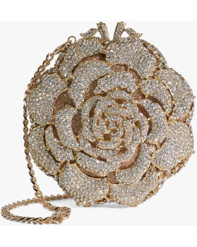 Dune Floral Diamante Embellished Clutch Bag - Metallic