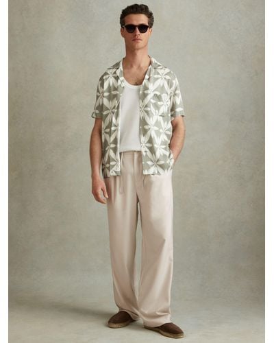 Reiss Arden Relaxed Twill Drawstring Trousers - Natural
