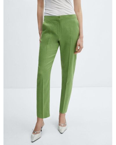Mango Tempoli Linen Suit Trousers - Green