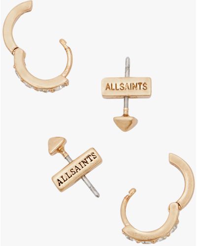 AllSaints Stud And Huggie Earring Set - White